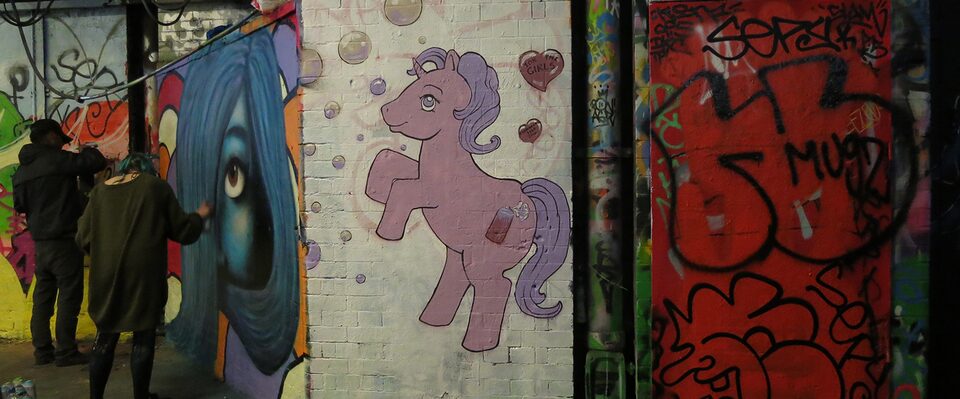 For the girls, Paint Jam in Leak Street tunnel, London, England